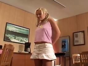 Blonde teen gal Holly Wellin deepthroats fat prick and takes it up the ass.